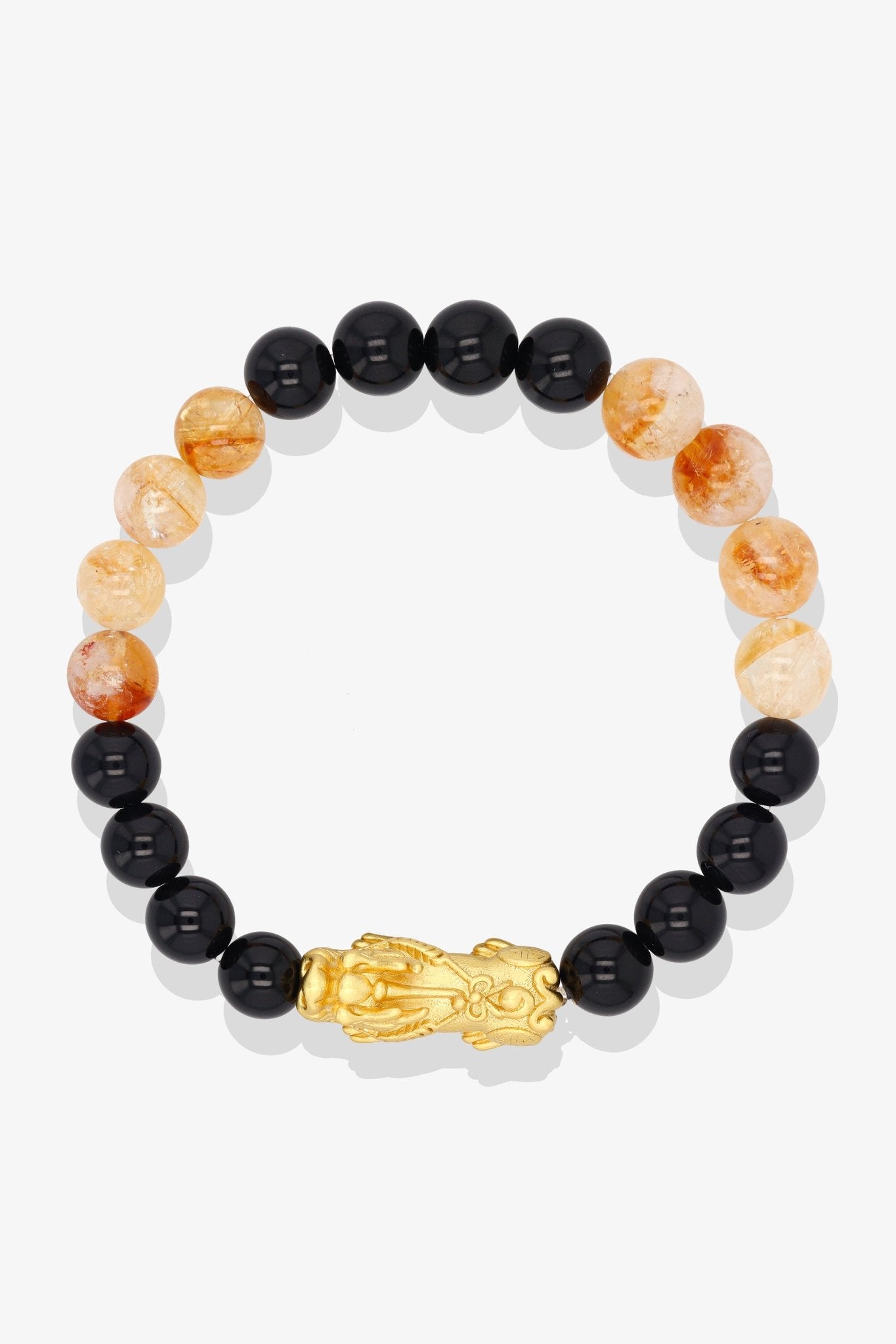 Black Obsidian and Citrine 18k Gold Vermeil Pixiu Feng Shui Bracelet - Eat.Read.Love.