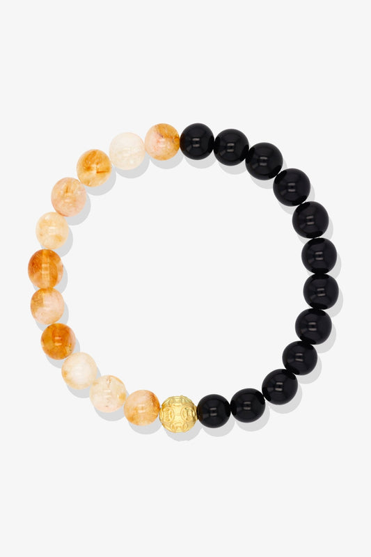 Black Obsidian and Citrine Money Ball 18k Gold Vermeil Bracelet - Eat.Read.Love.