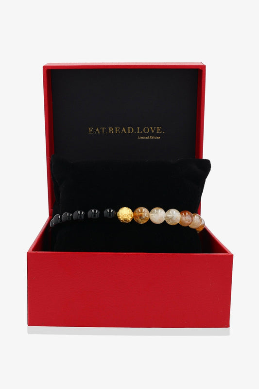 Black Obsidian and Citrine Money Ball 18k Gold Vermeil Bracelet - Eat.Read.Love.