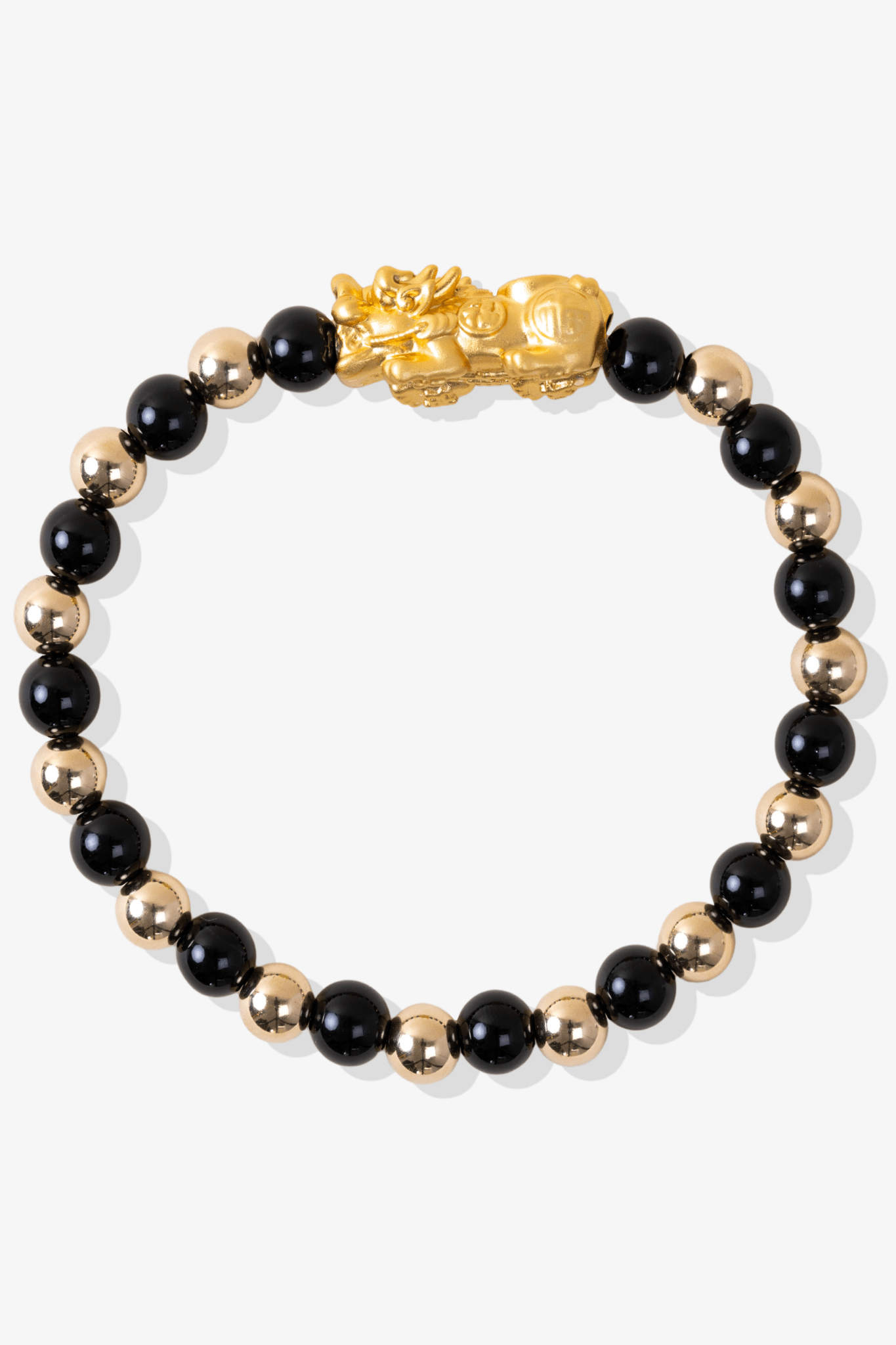 Black Obsidian Infinite Fortune 18k Gold Vermei Pixiu Feng Shui Bracelet - Eat.Read.Love.