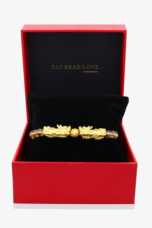 Black Obsidian Mega Money 18k Gold Vermeil Pixiu Feng Shui Bracelet - Eat.Read.Love.