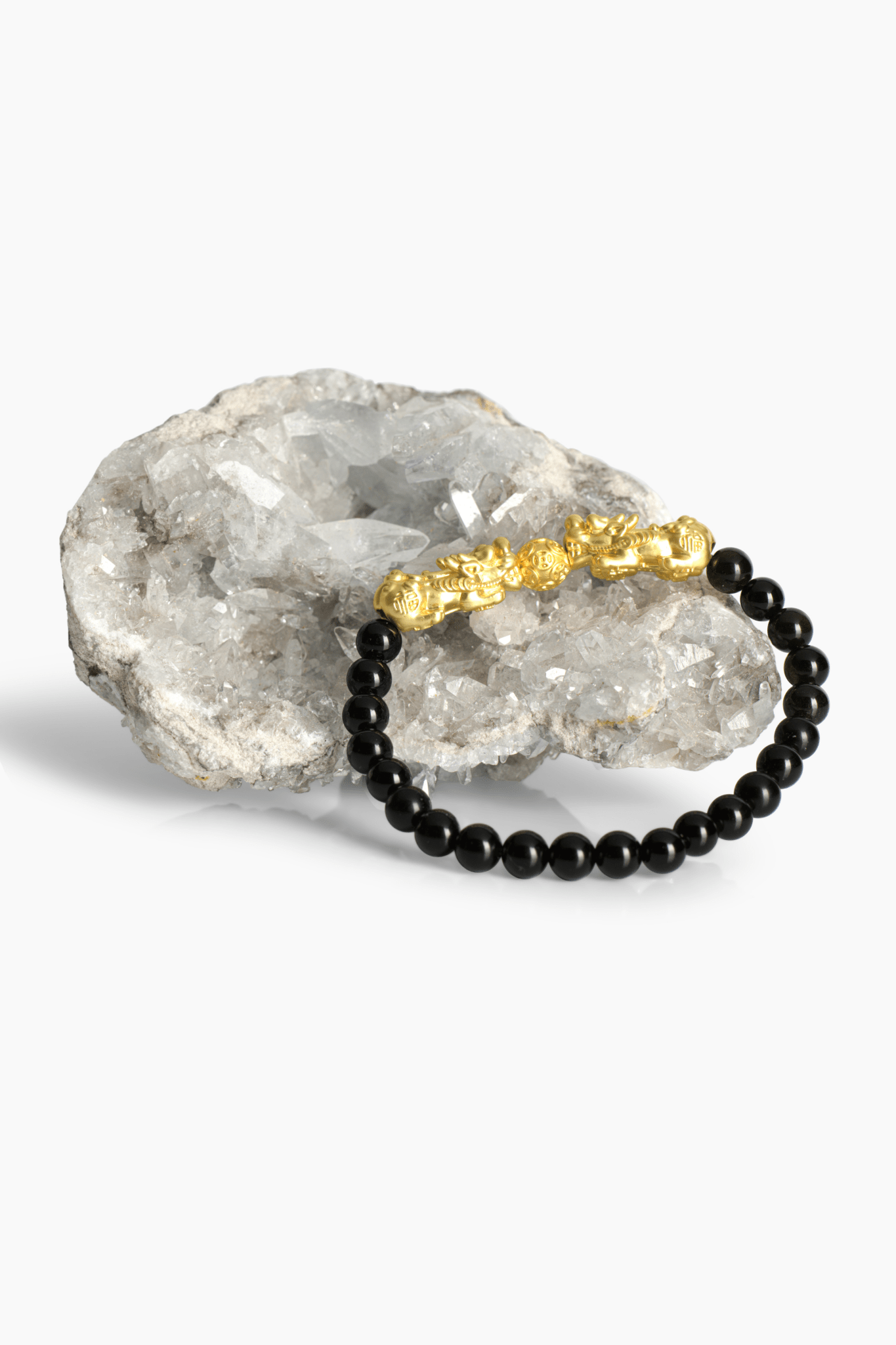 Black Obsidian Mega Money 18k Gold Vermeil Pixiu Feng Shui Bracelet - Eat.Read.Love.