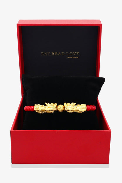 Black Obsidian Mega Money 18k Gold Vermeil Pixiu Feng Shui Bracelet - Eat.Read.Love.