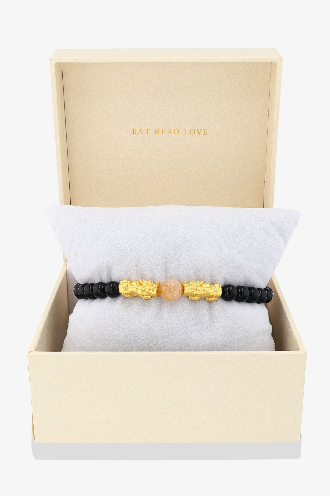 Black Obsidian Protection 18k Gold Vermeil Double Fortune Pixiu Feng Shui Bracelet - Eat.Read.Love.