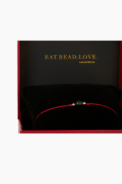 Black Obsidian Red Thread Bracelet With Real Gold - Eat.Read.Love.