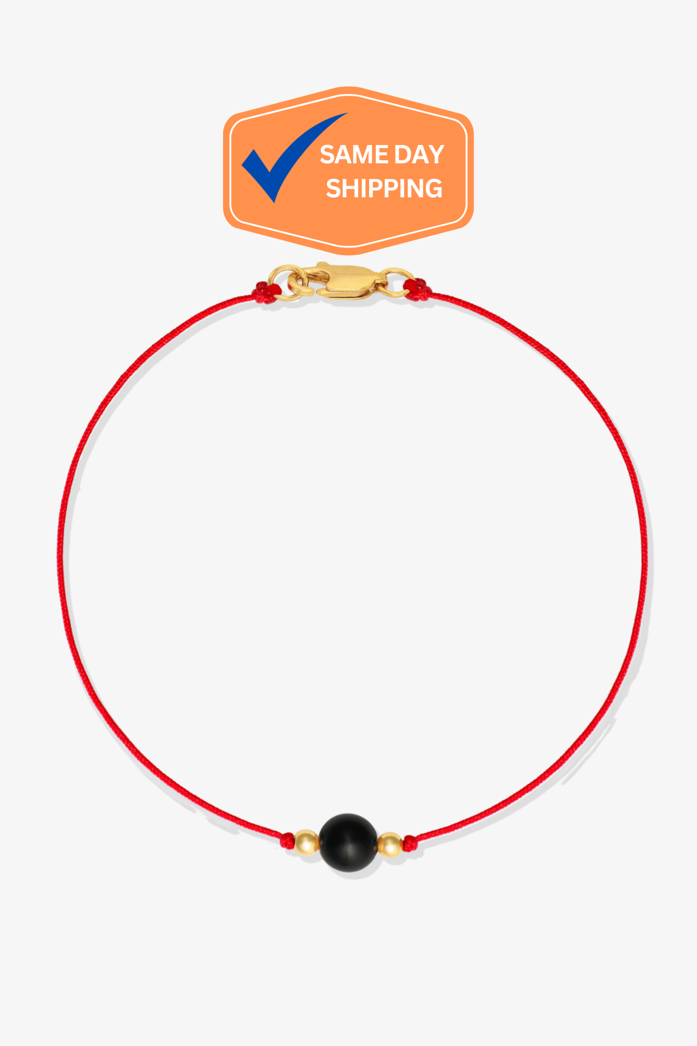 Black Obsidian Red Thread Bracelet With Real Gold - Eat.Read.Love.