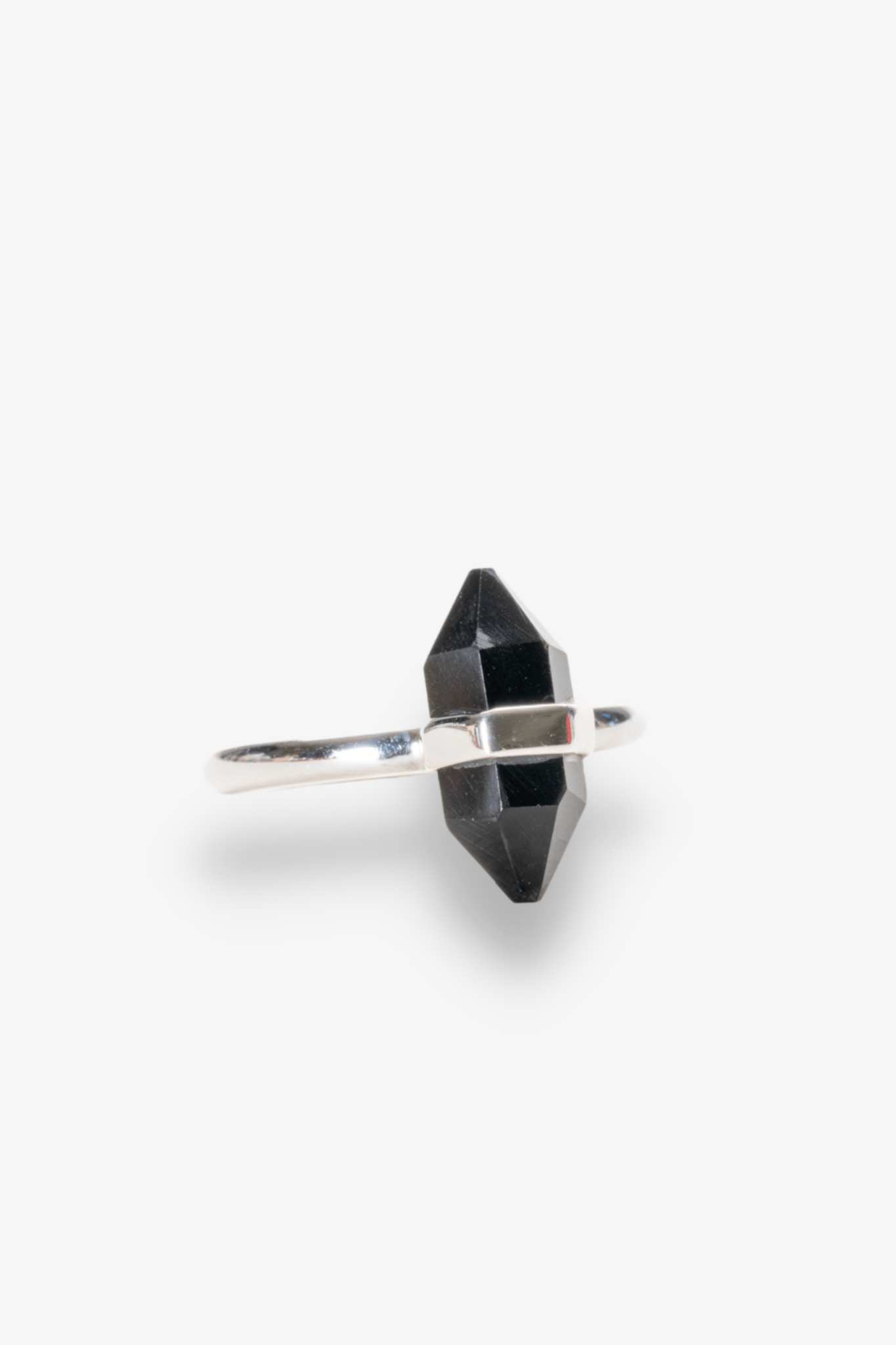 Black Tourmaline Double Pointed Sterling Silver Ring - Eat.Read.Love.