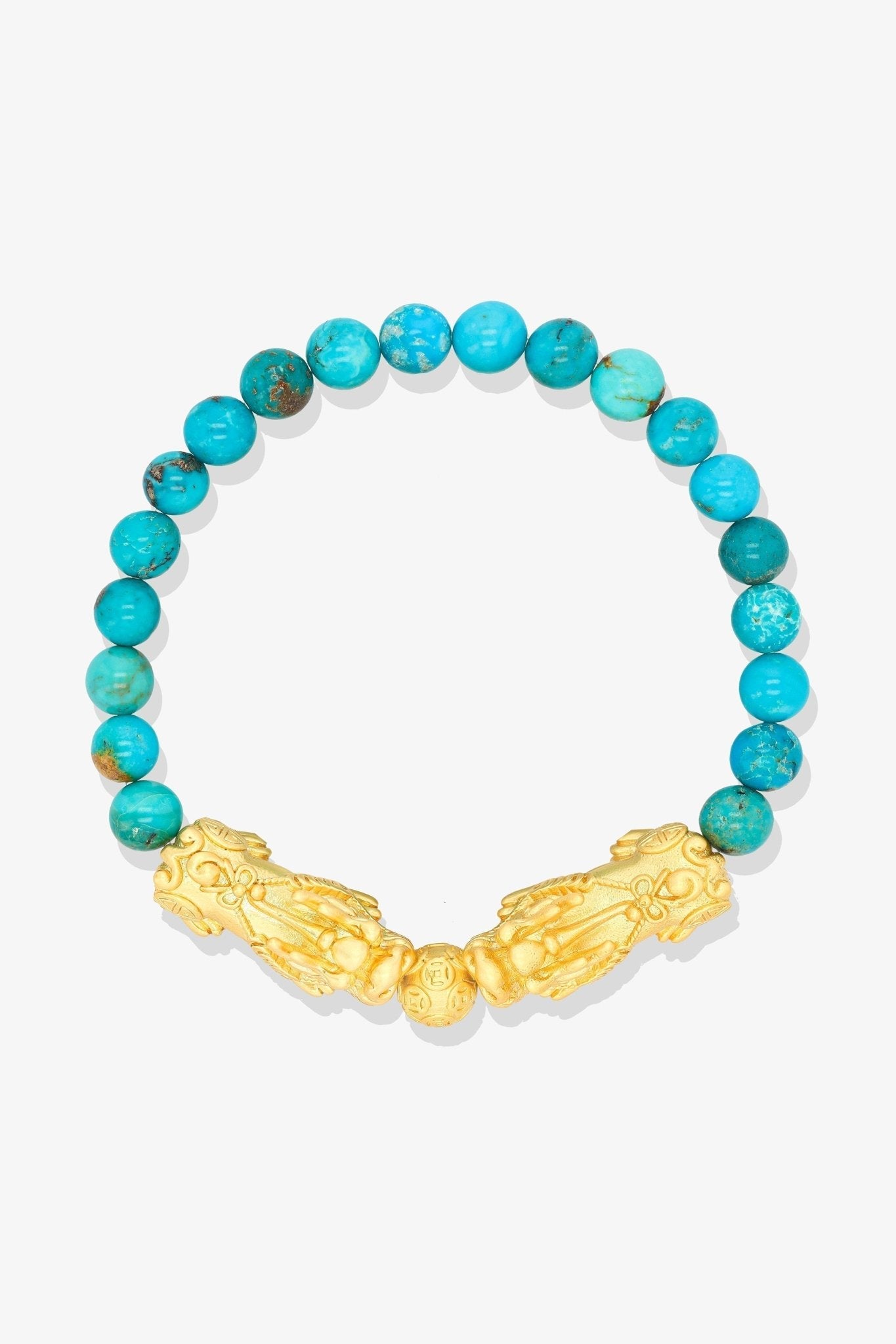 Blue Apatite Mega Money 18k Gold Vermeil Pixiu Feng Shui Bracelet - Eat.Read.Love.