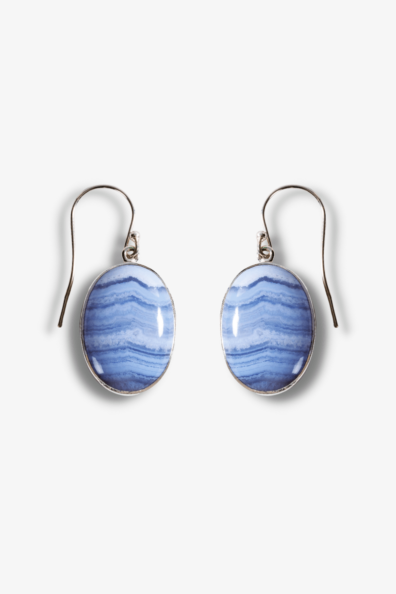 Blue Lace Agate Sterling Silver Earrings - Eat.Read.Love.