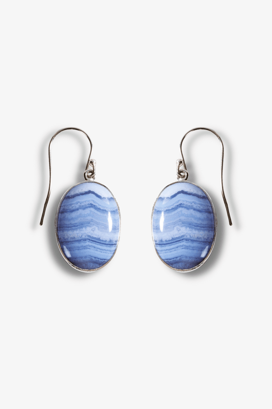 Blue Lace Agate Sterling Silver Earrings - Eat.Read.Love.