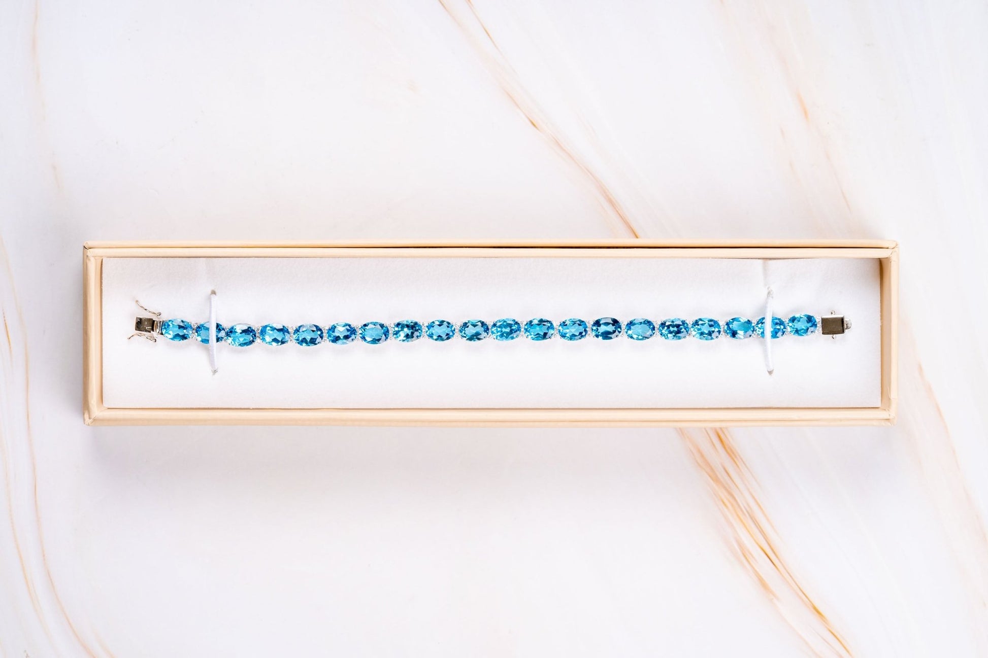 Blue Topaz Faceted Sterling Silver Bracelet - Eat.Read.Love.