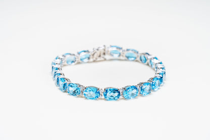 Blue Topaz Faceted Sterling Silver Bracelet - Eat.Read.Love.