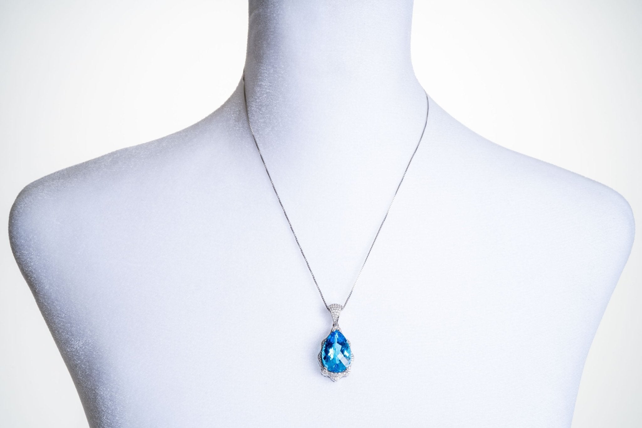 Blue Topaz Faceted Sterling Silver Pendant - Eat.Read.Love.