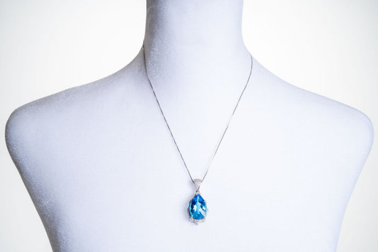 Blue Topaz Faceted Sterling Silver Pendant - Eat.Read.Love.
