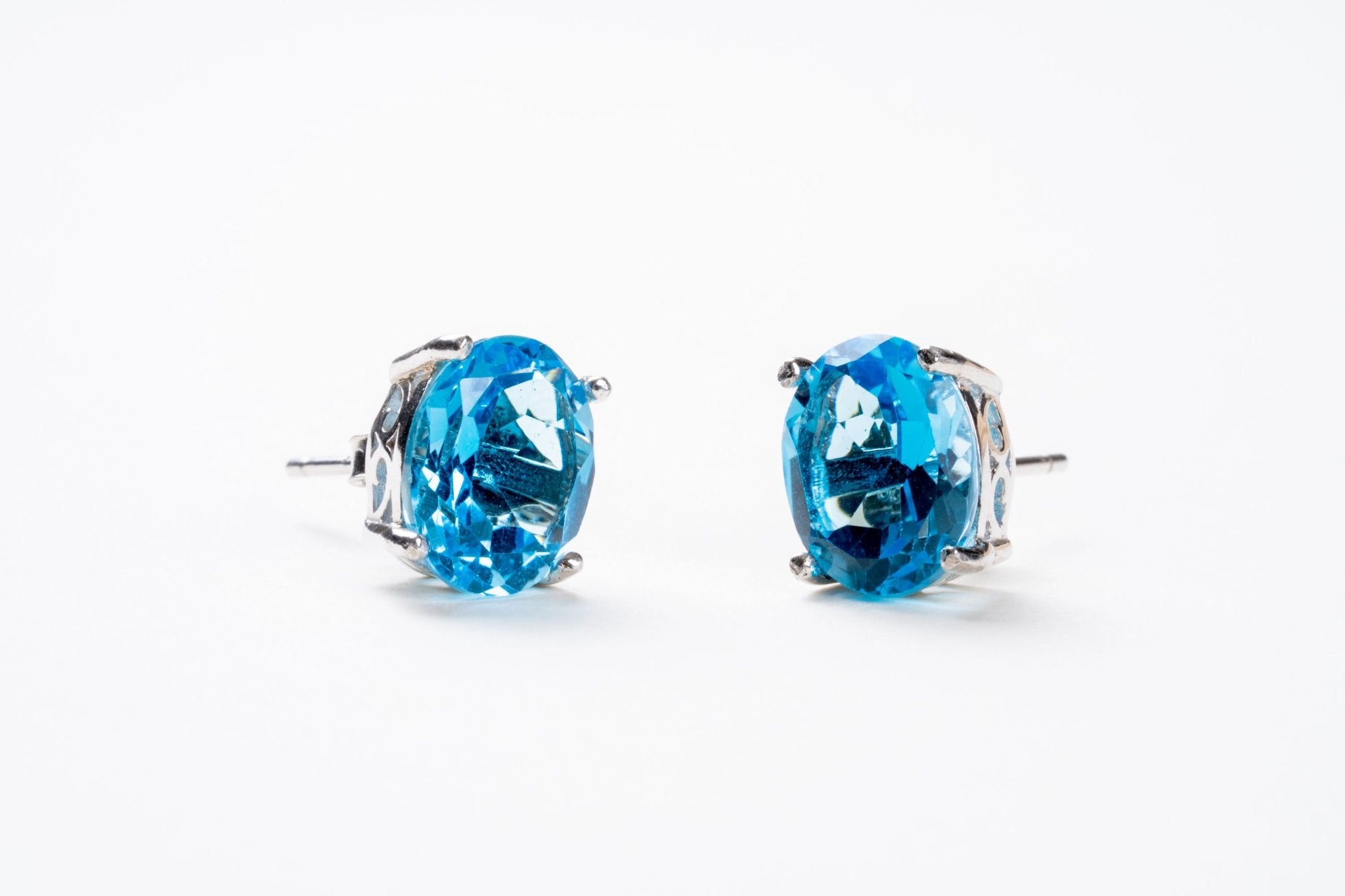 Blue Topaz Large Stud Earrings - Eat.Read.Love.