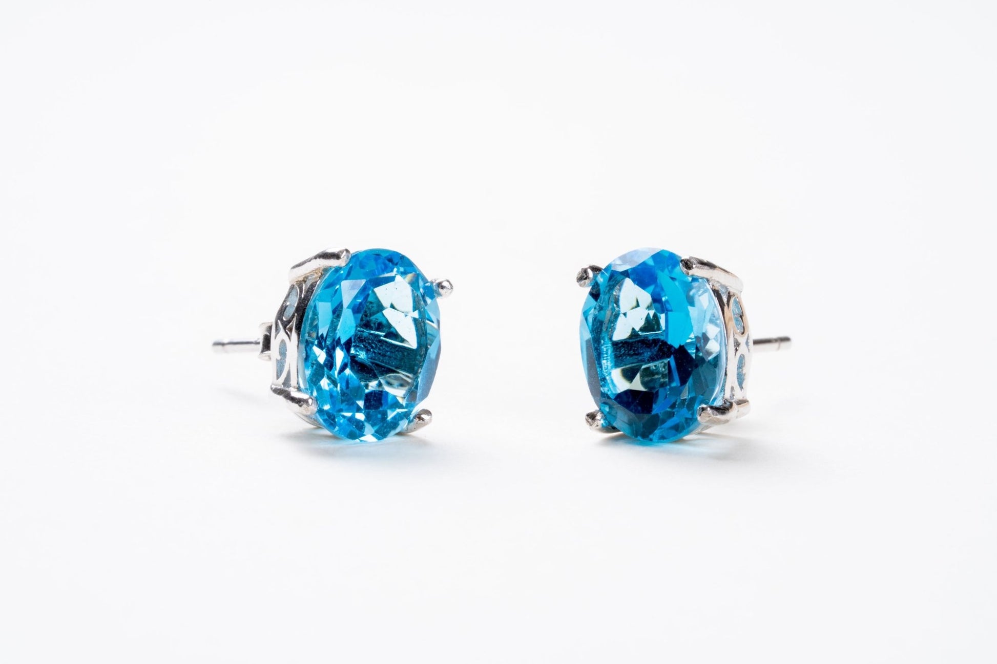 Blue Topaz Large Stud Earrings - Eat.Read.Love.