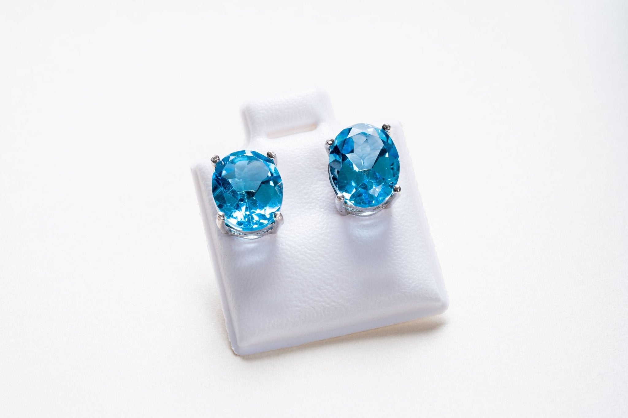 Blue Topaz Large Stud Earrings - Eat.Read.Love.