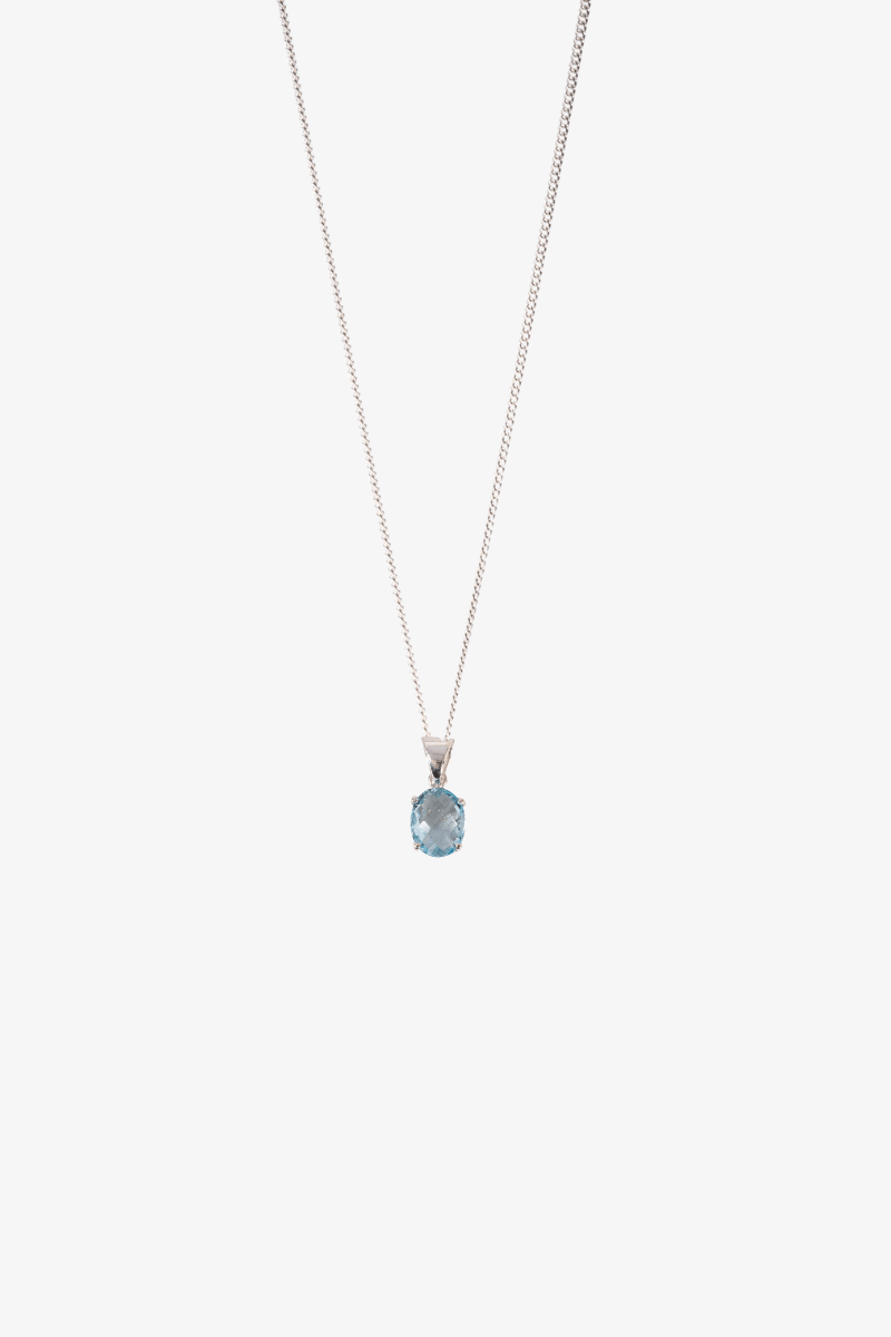 Blue Topaz Sterling Silver Pendant - Eat.Read.Love.