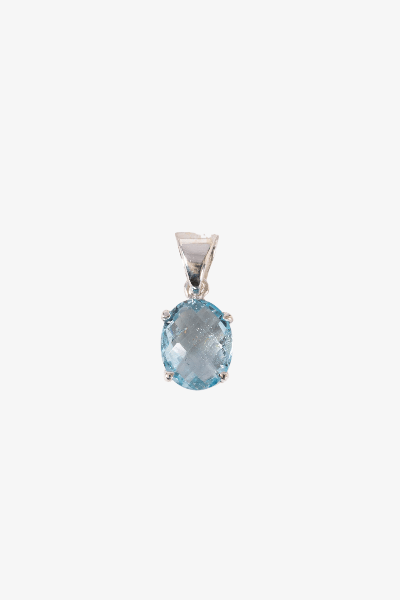 Blue Topaz Sterling Silver Pendant - Eat.Read.Love.