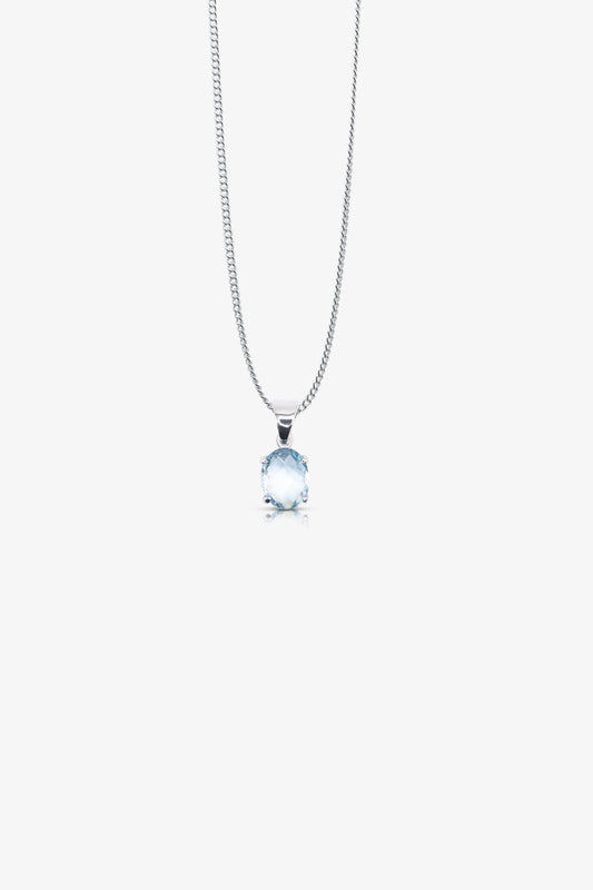 Blue Topaz Sterling Silver Pendant - Eat.Read.Love.