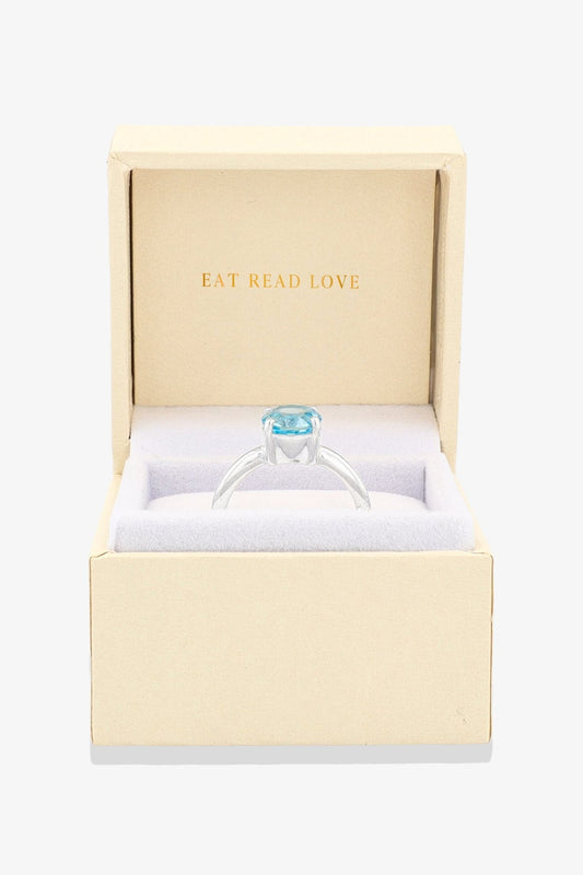 Blue Topaz Sterling Silver Ring - Eat.Read.Love.