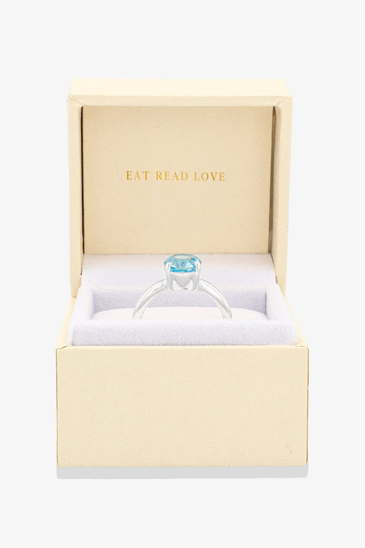 Blue Topaz Sterling Silver Ring - Eat.Read.Love.