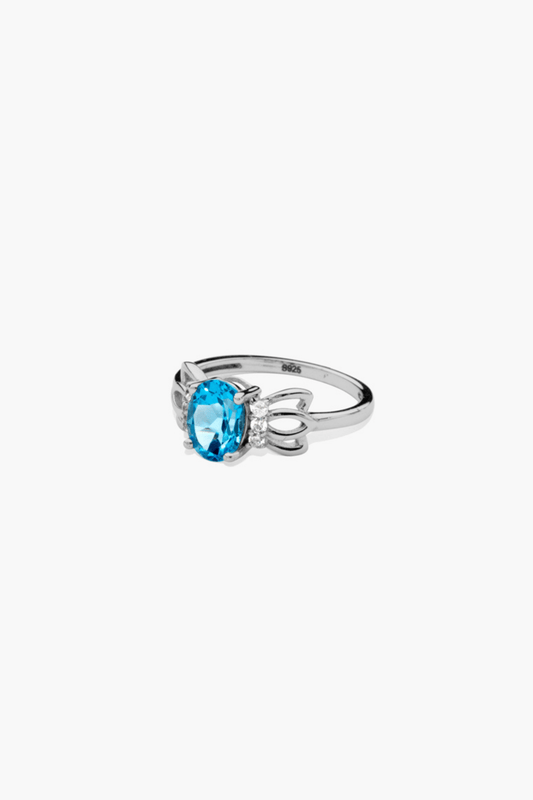 Blue Topaz Sterling Silver Ring - Eat.Read.Love.