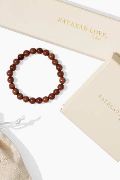 Brown Goldstone Beaded Bracelet - Eat.Read.Love.