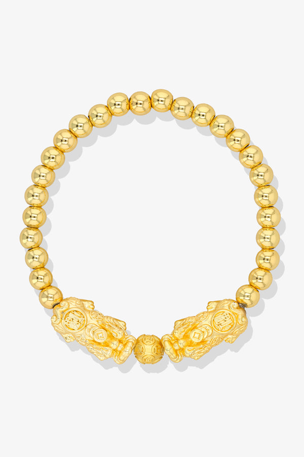 Gold Infinite Fortune 14K Gold Pixiu Feng Shui Bracelet REAL Gold
