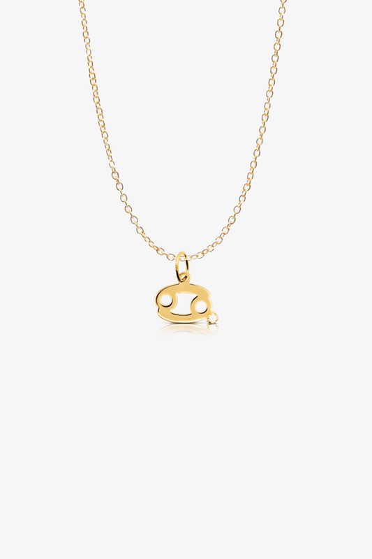 Cancer 14k Pure Gold Necklace With Diamond - Eat.Read.Love.