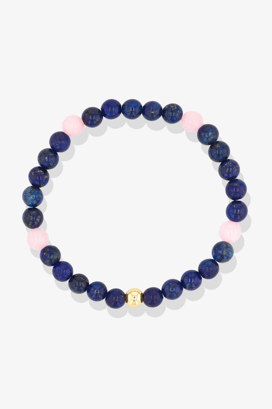 Cancer Lapis Lazuli and Rose Quartz Crystal Bracelet with REAL Gold - Eat.Read.Love.