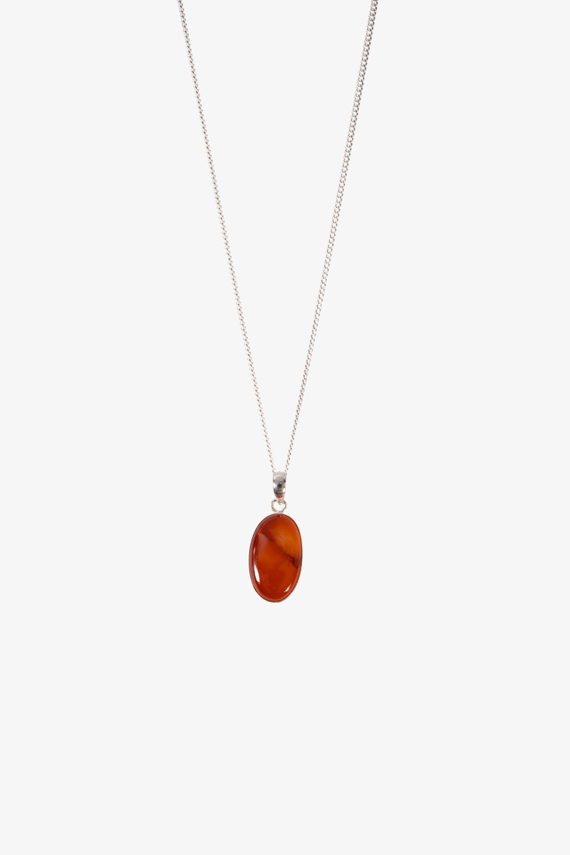 Carnelian Sterling Silver Pendant - Eat.Read.Love.