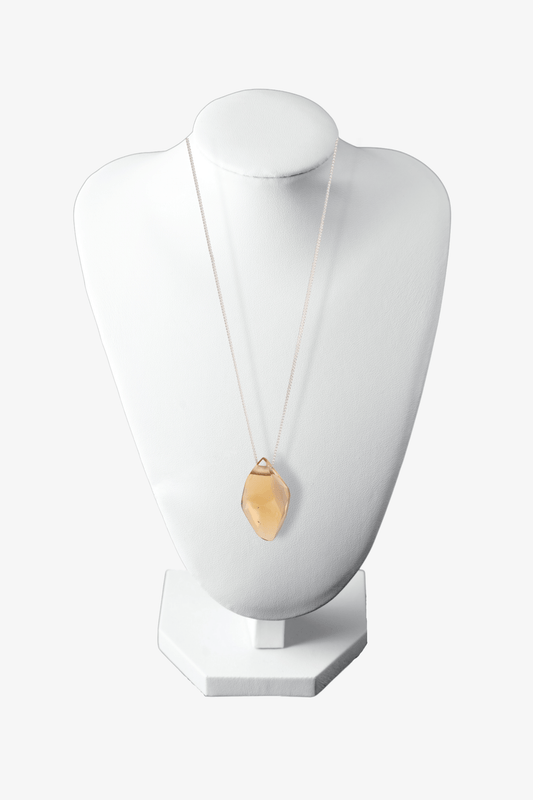 Champagne Quartz Drilled Freeform Rare Sterling Silver Necklace - Eat.Read.Love.