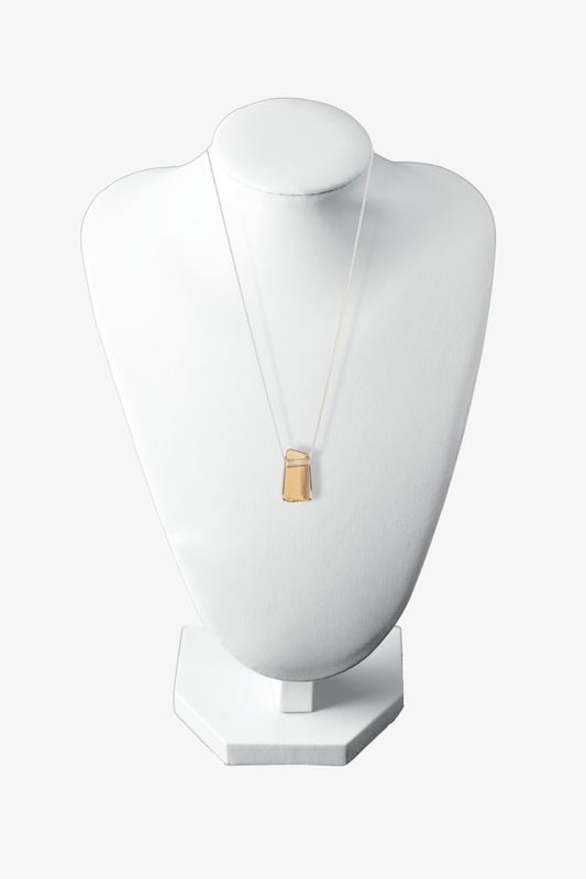 Champagne Quartz Drilled Freeform Rare Sterling Silver Necklace - Eat.Read.Love.