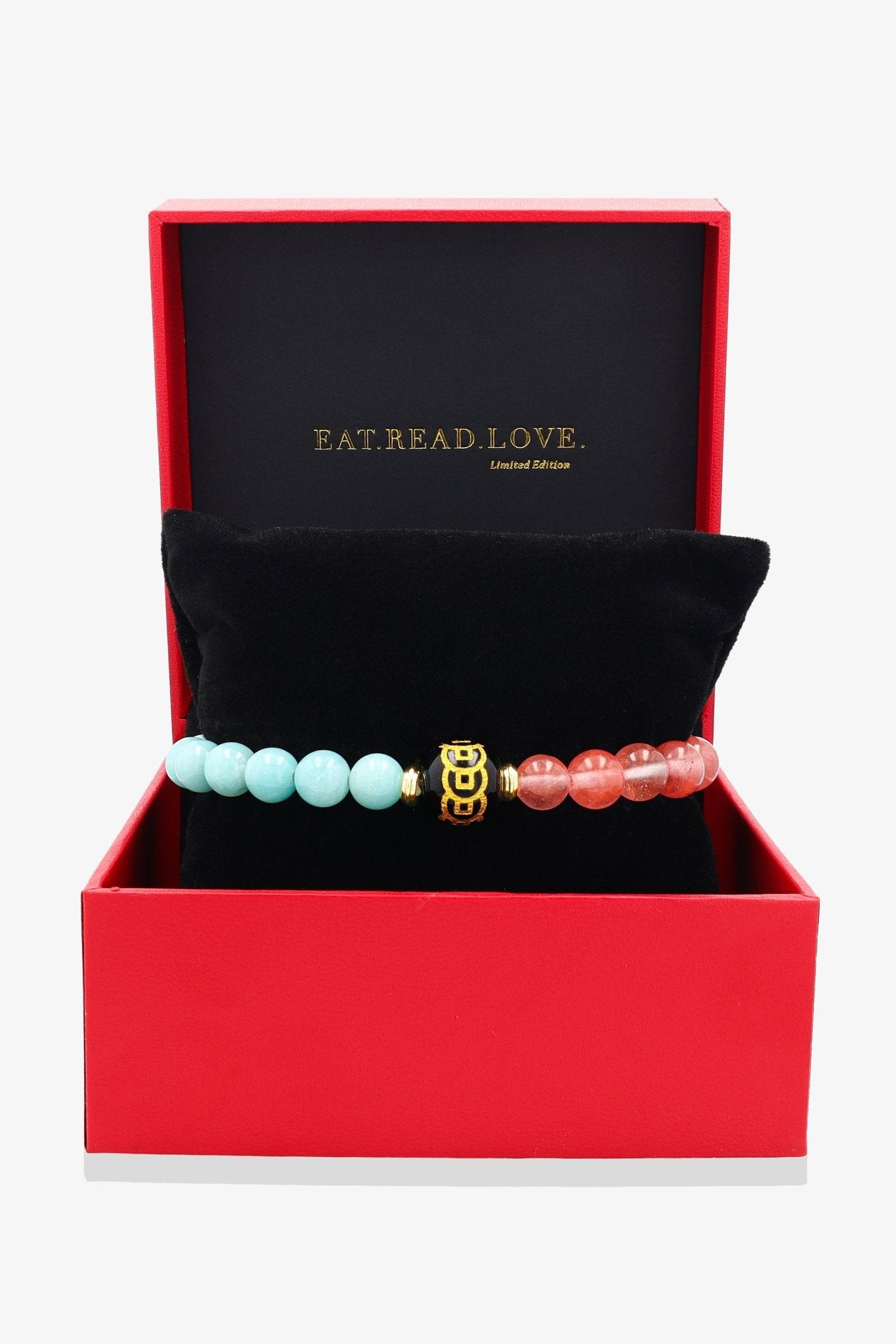 Cherry Quartz and Amazonite Money Coin Bracelet - Attract Confidence - Eat.Read.Love.