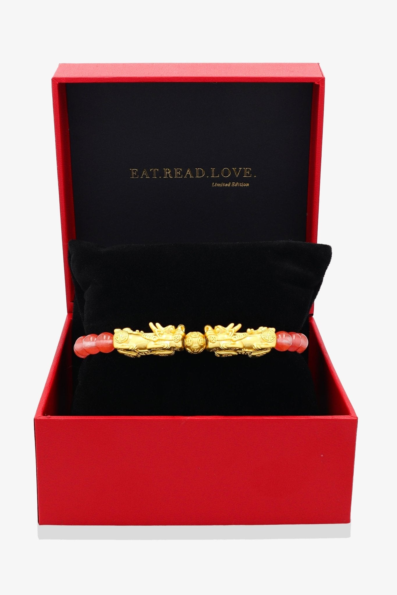 Cherry Quartz Mega Money 18k Gold Vermeil Pixiu Feng Shui Bracelet - Eat.Read.Love.