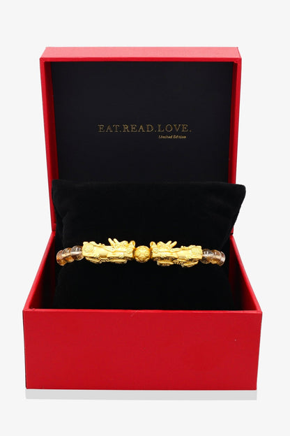 Cherry Quartz Mega Money 18k Gold Vermeil Pixiu Feng Shui Bracelet - Eat.Read.Love.