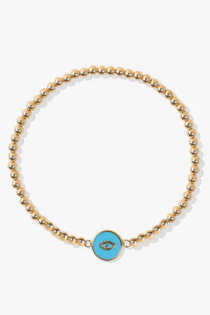 Circle Evil Eye 14k Gold Vermeil Beaded Bracelet - Eat.Read.Love.