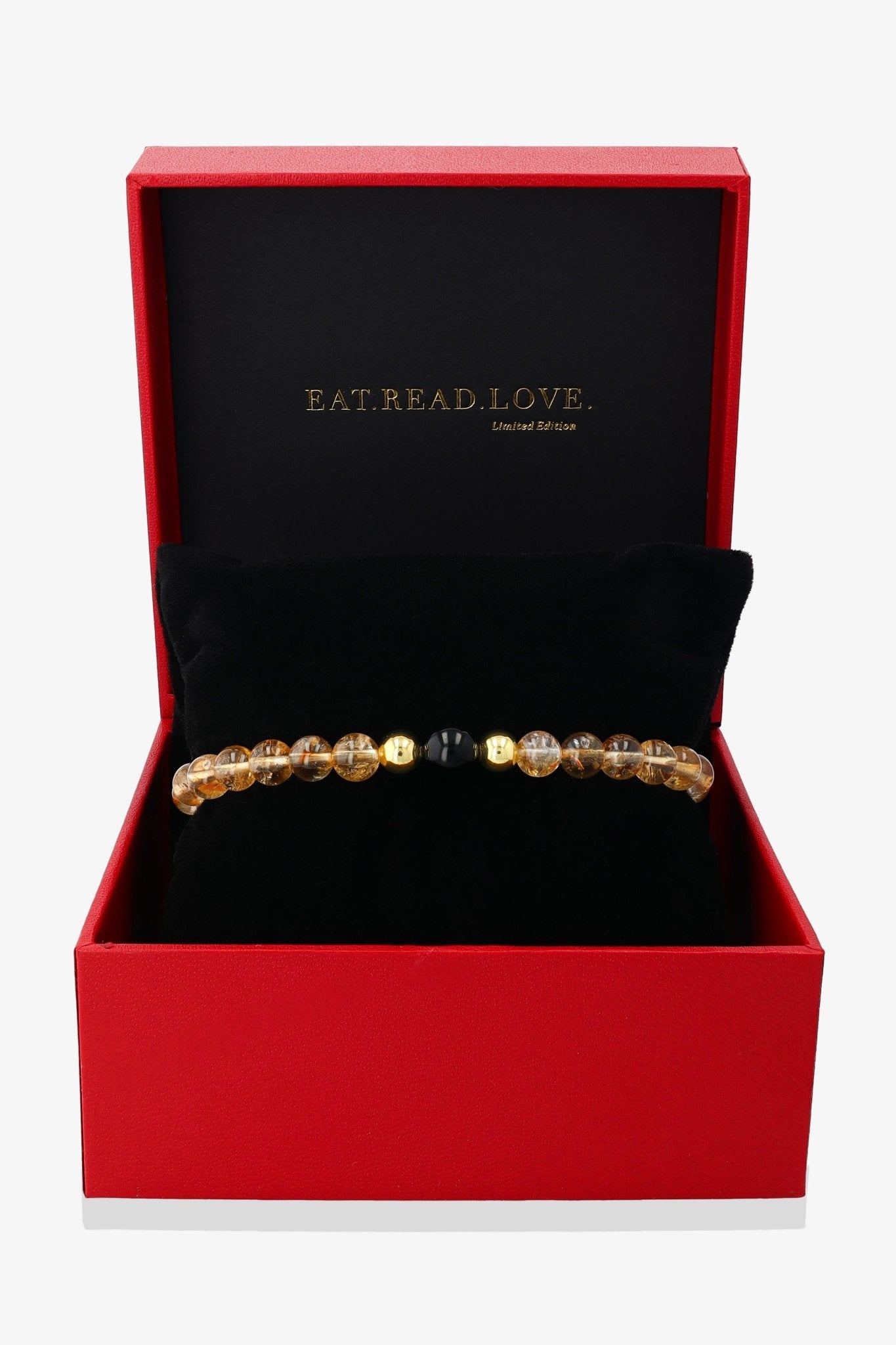 Citrine and Black Obsidian Bracelet with REAL Gold - Everlasting Abundance - Eat.Read.Love.