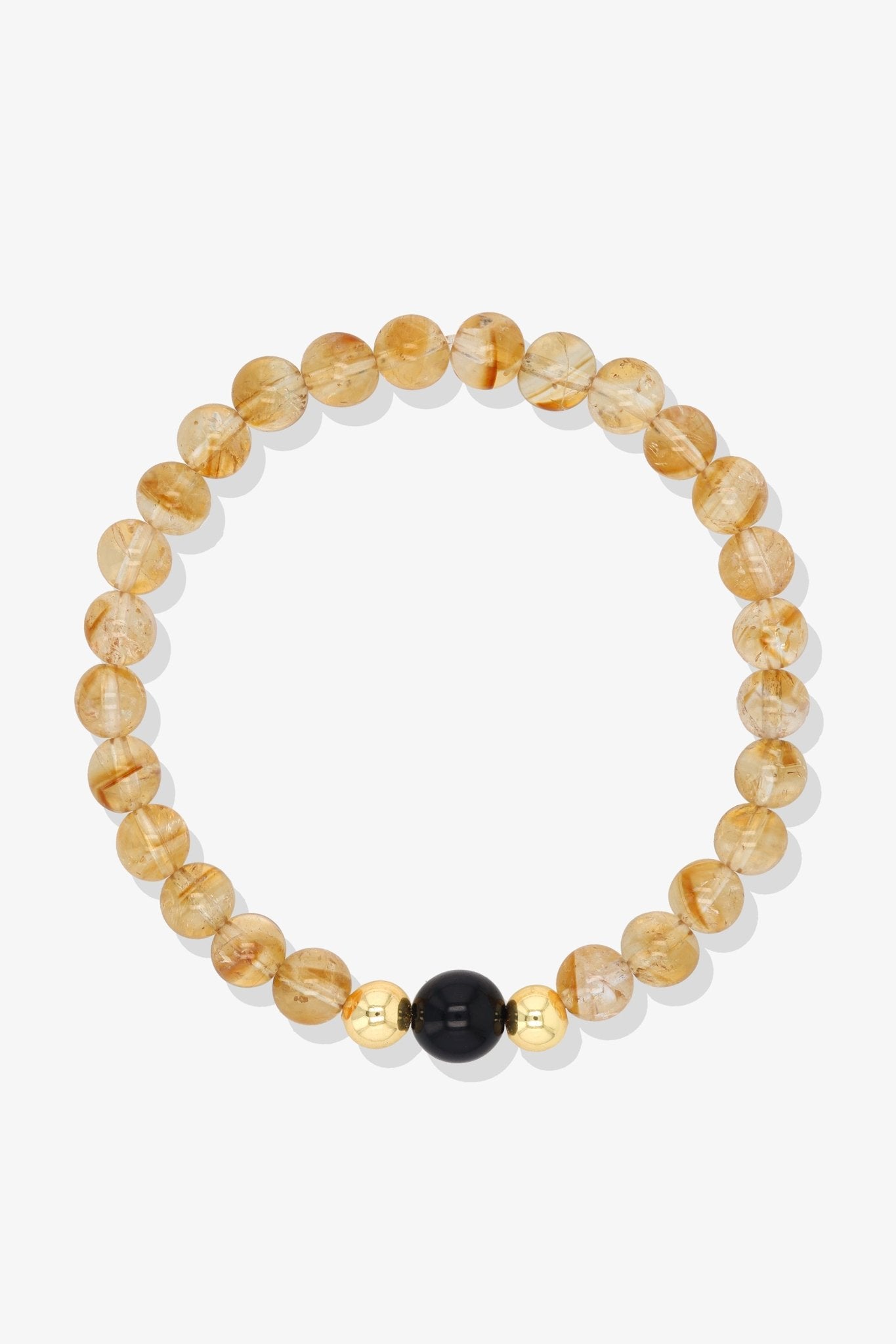 Citrine and Black Obsidian Bracelet with REAL Gold - Everlasting Abundance - Eat.Read.Love.