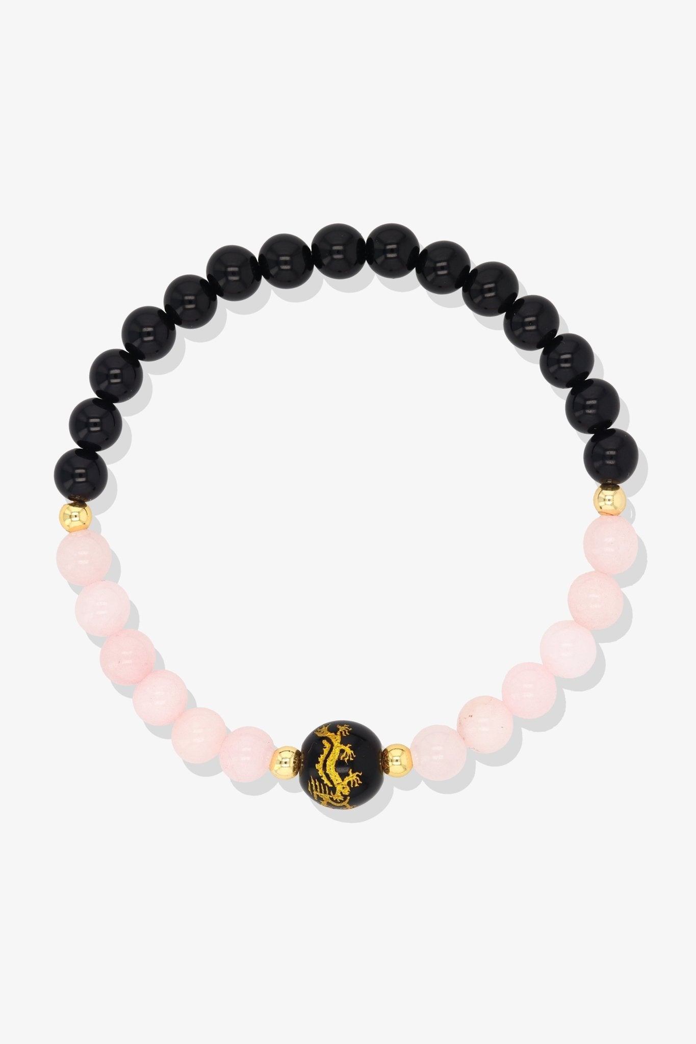 Citrine and Black Obsidian Lucky Dragon Feng Shui Bracelet REAL Gold - Prosperity - Eat.Read.Love.