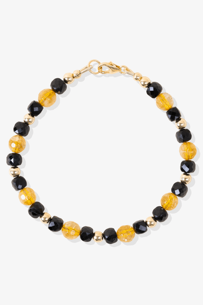 Citrine and Black Spinel Gold Vermeil Bracelet - Protection and Wealth - Eat.Read.Love.