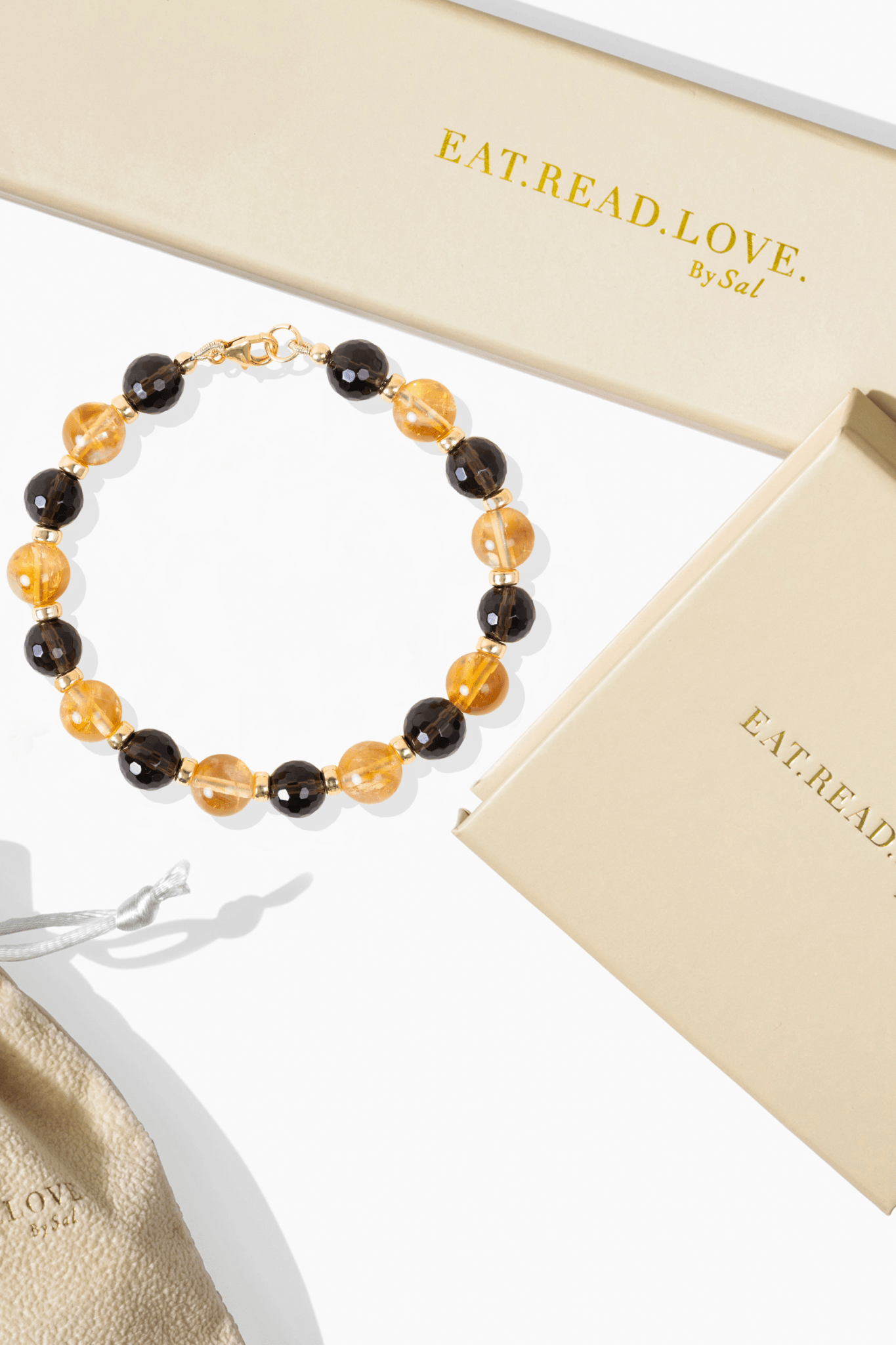 Citrine and Smoky Quartz Gold Vermeil Bracelet - Grounding Thoughts - Eat.Read.Love.