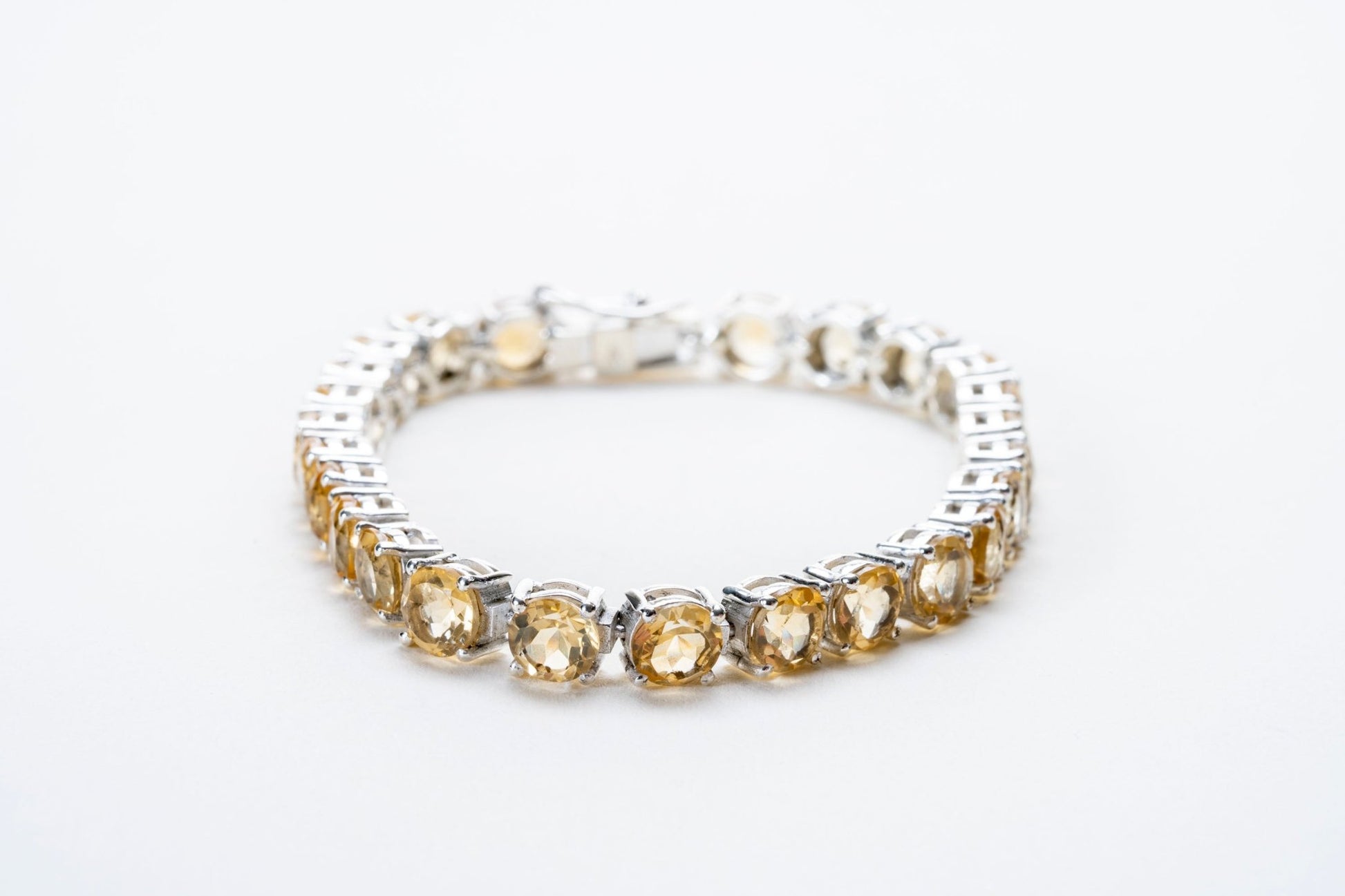 Citrine Circle Cut Faceted Sterling Silver Bracelet - Eat.Read.Love.