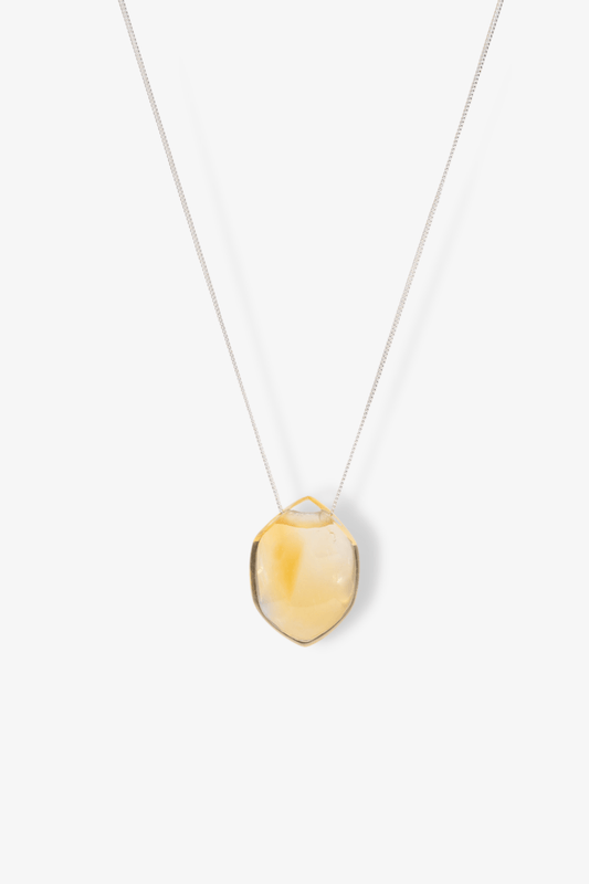 Citrine Drilled Freeform Rare Sterling Silver Necklace - Eat.Read.Love.