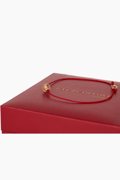 Citrine Red Thread Bracelet With Real Gold - Eat.Read.Love.