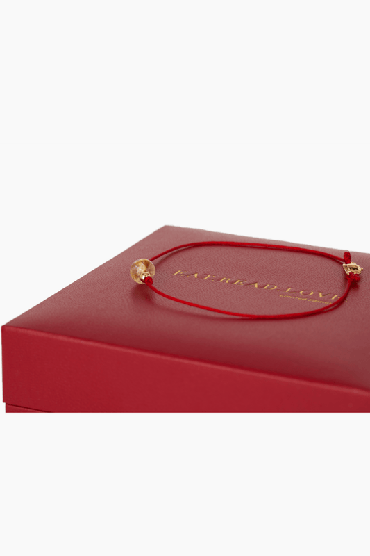 Citrine Red Thread Bracelet With Real Gold - Eat.Read.Love.