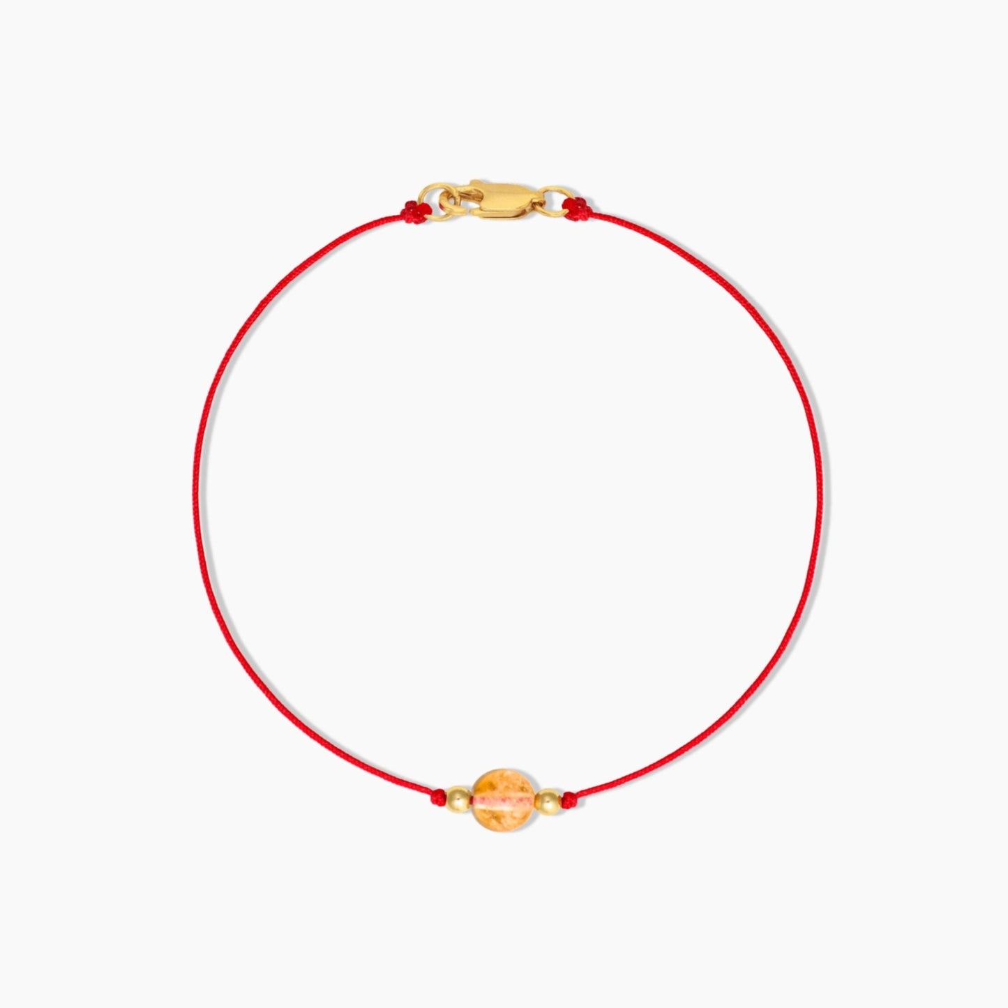 Citrine Red Thread Bracelet With Real Gold - Eat.Read.Love.