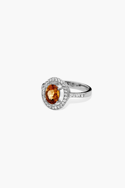 Citrine Sterling Silver Ring With Cubic Zircon - Eat.Read.Love.