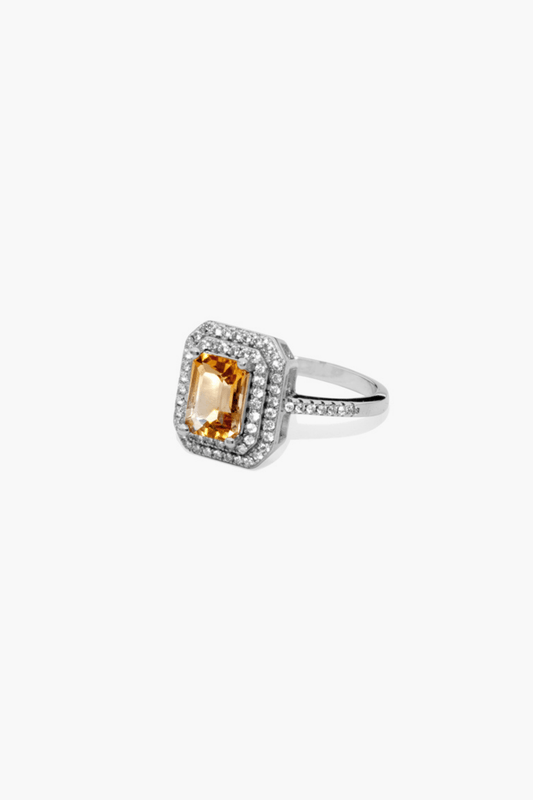 Citrine Sterling Silver Ring With Cubic Zircon - Eat.Read.Love.